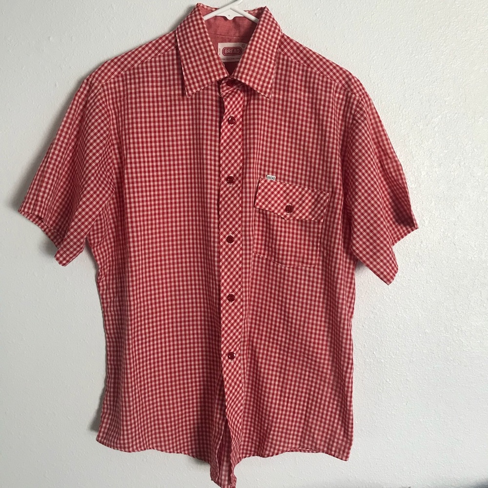 Vintage Bread Red/White Check Plaid Shirt Size L.